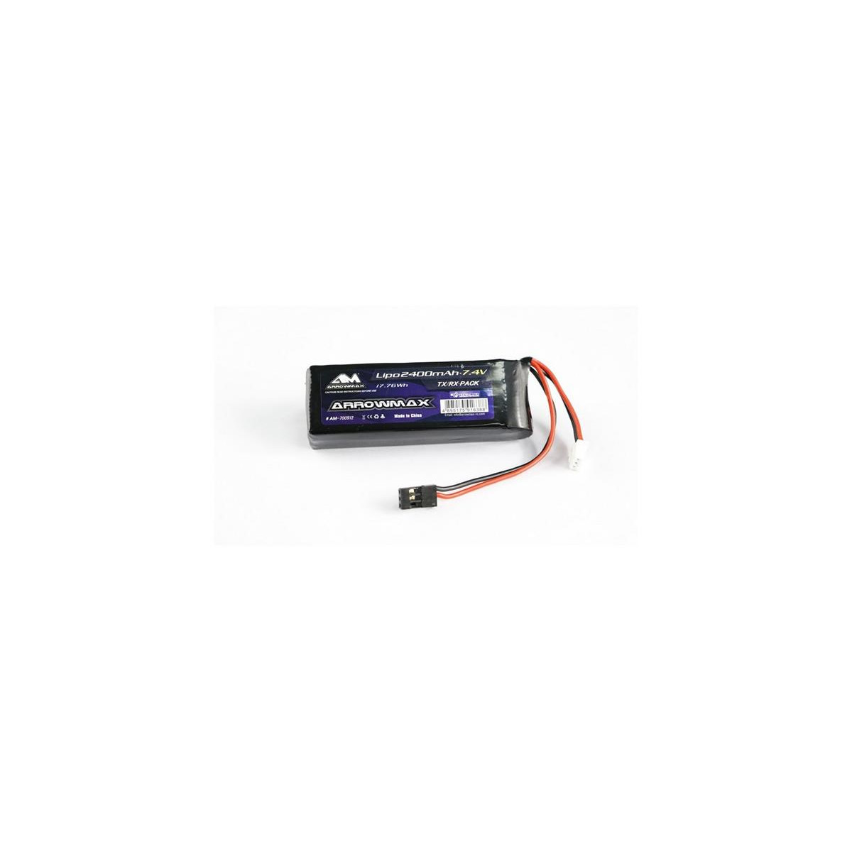 Arrowmax on Lipo 2400mah 2S TX/RX 7.4V Flat Pack AM-700912