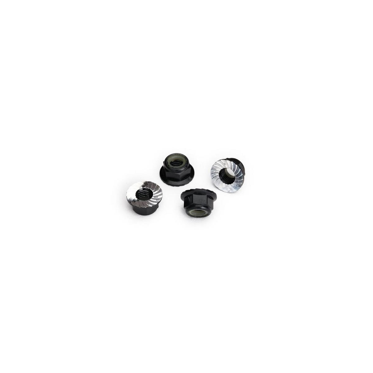 Stopmutter mit Flansch 5mm Alu, verzahnt, schwarz (4)