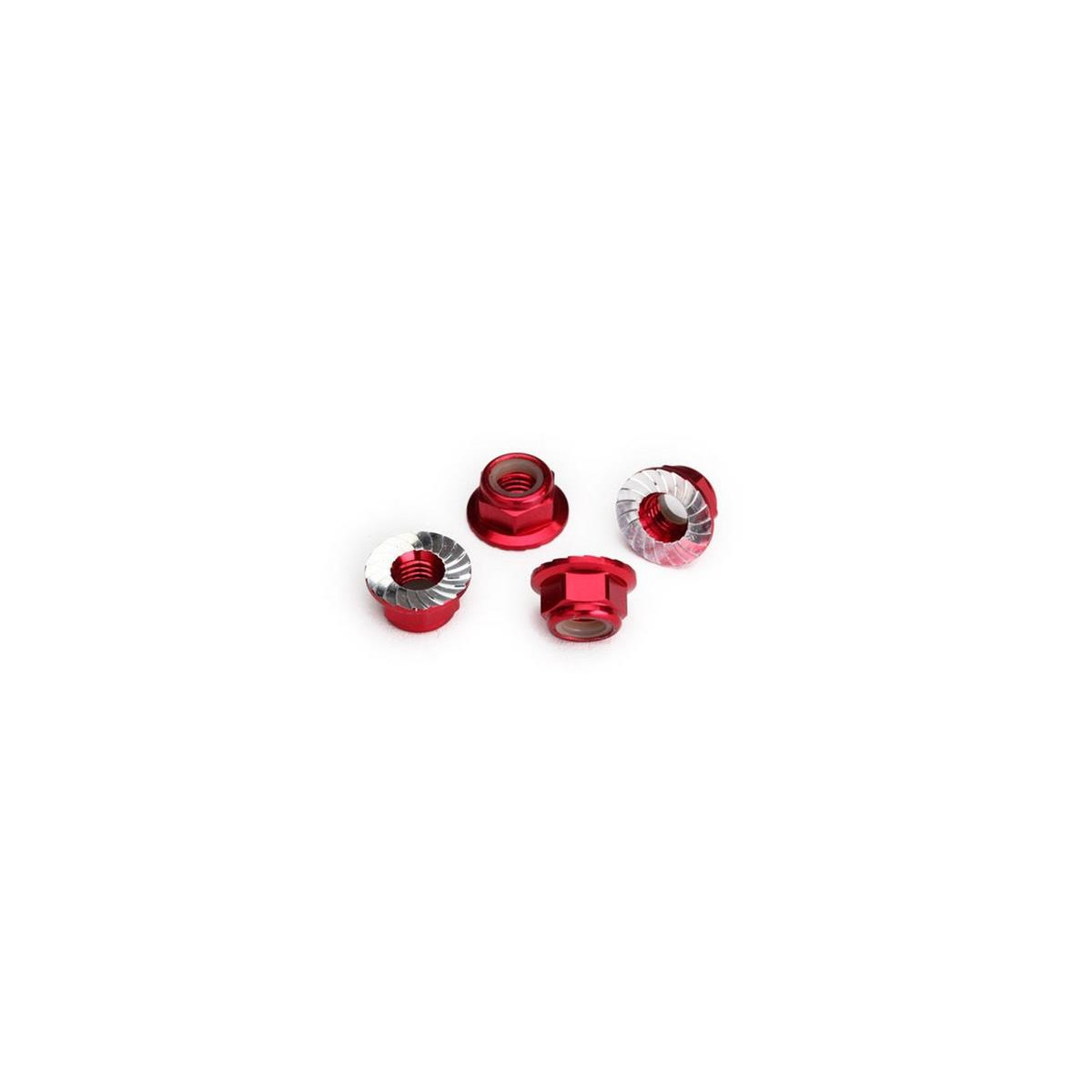 Stopmutter mit Flansch 5mm Alu, verzahnt, rot (4)