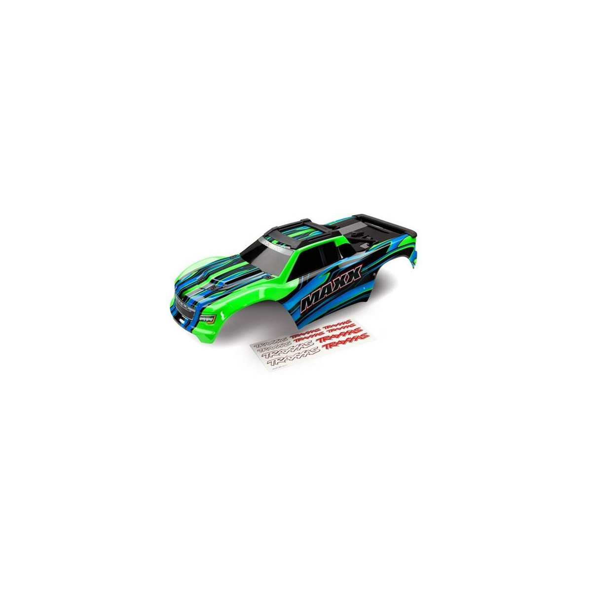 Traxxas 8911G Karo Maxx grün lackiert + Decal Sheet