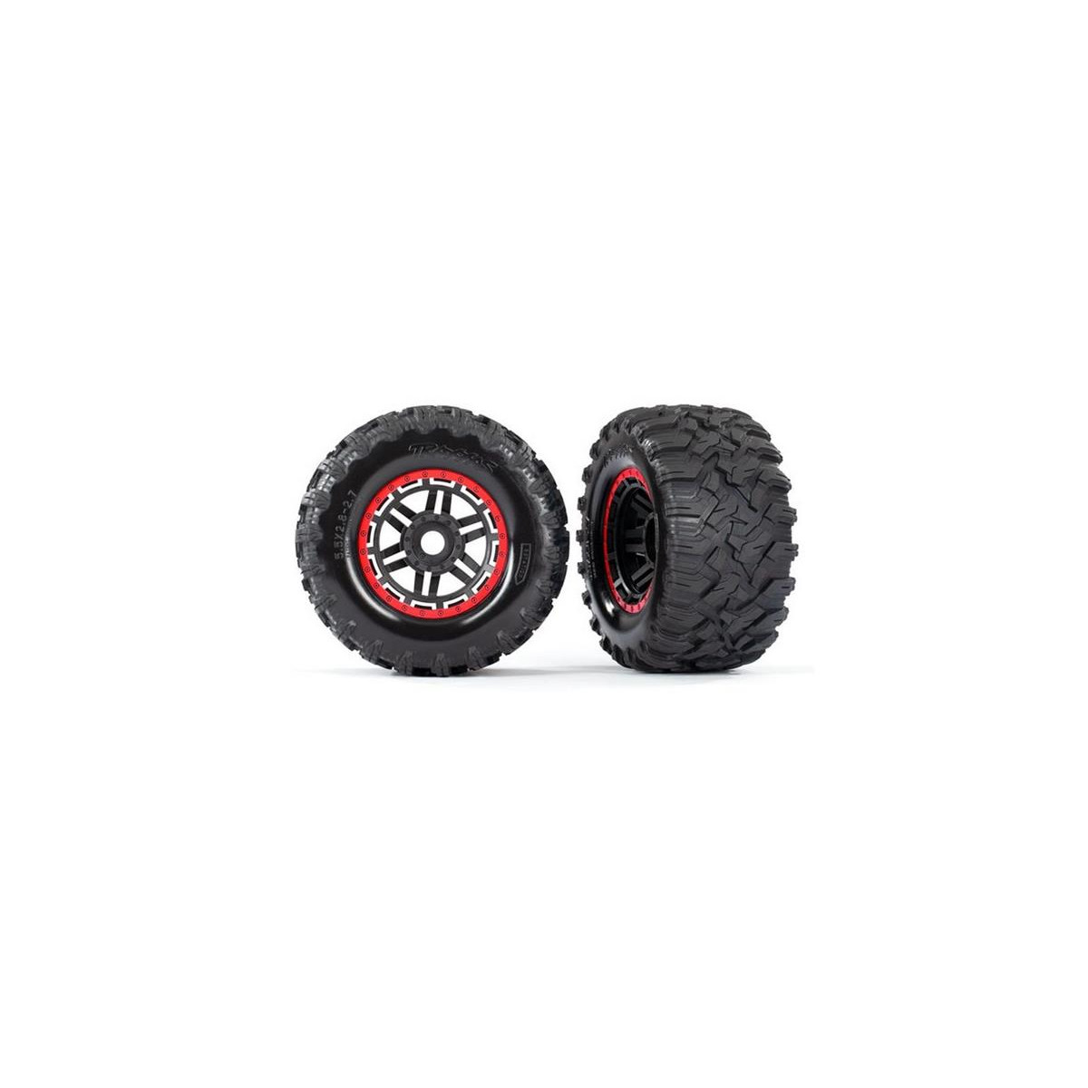 Traxxas 8972R Reifen auf Felge montiert Felge schwarz/rot...