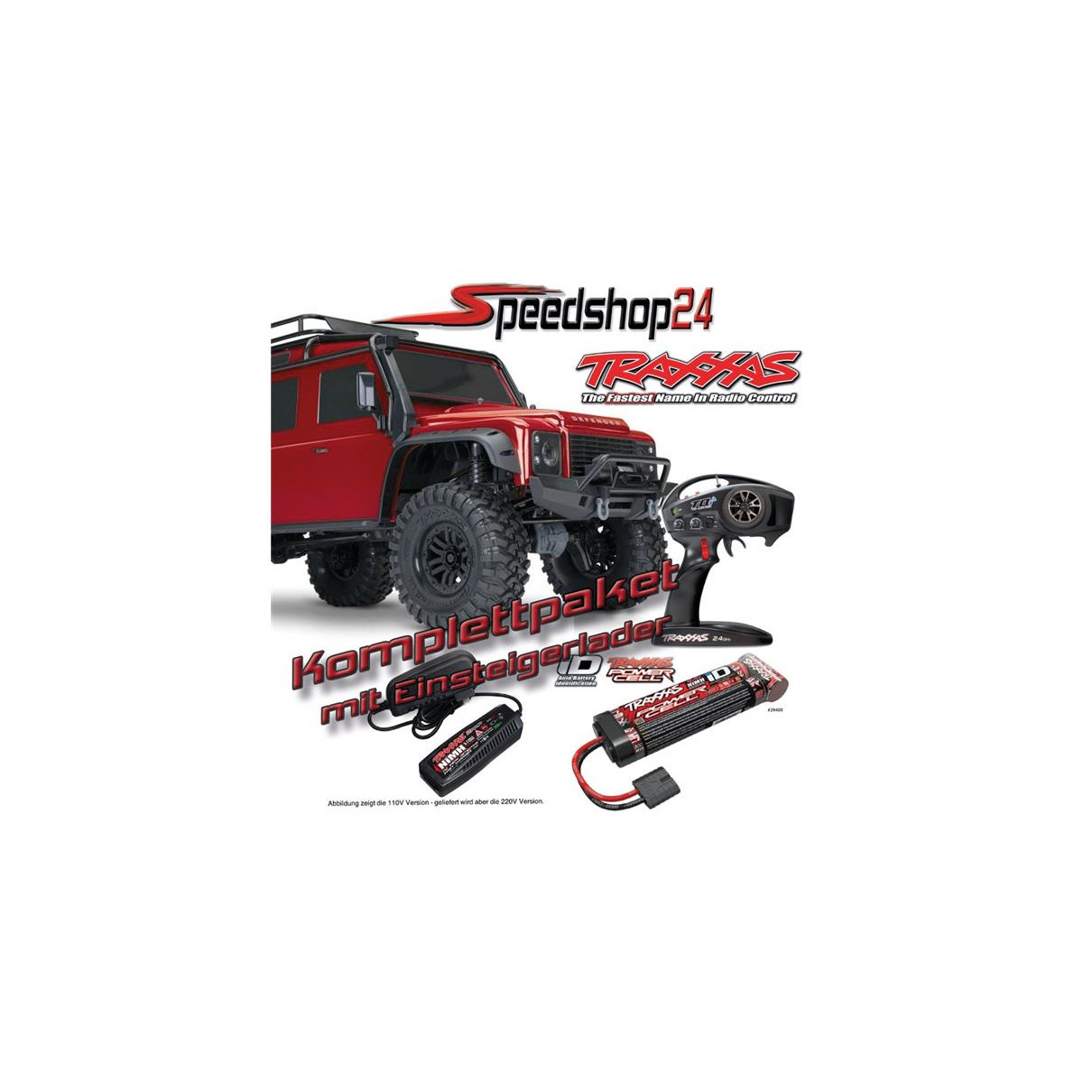 Traxxas TRX-4 Crawler Defender rot + 3300mAH Akku + 220V...