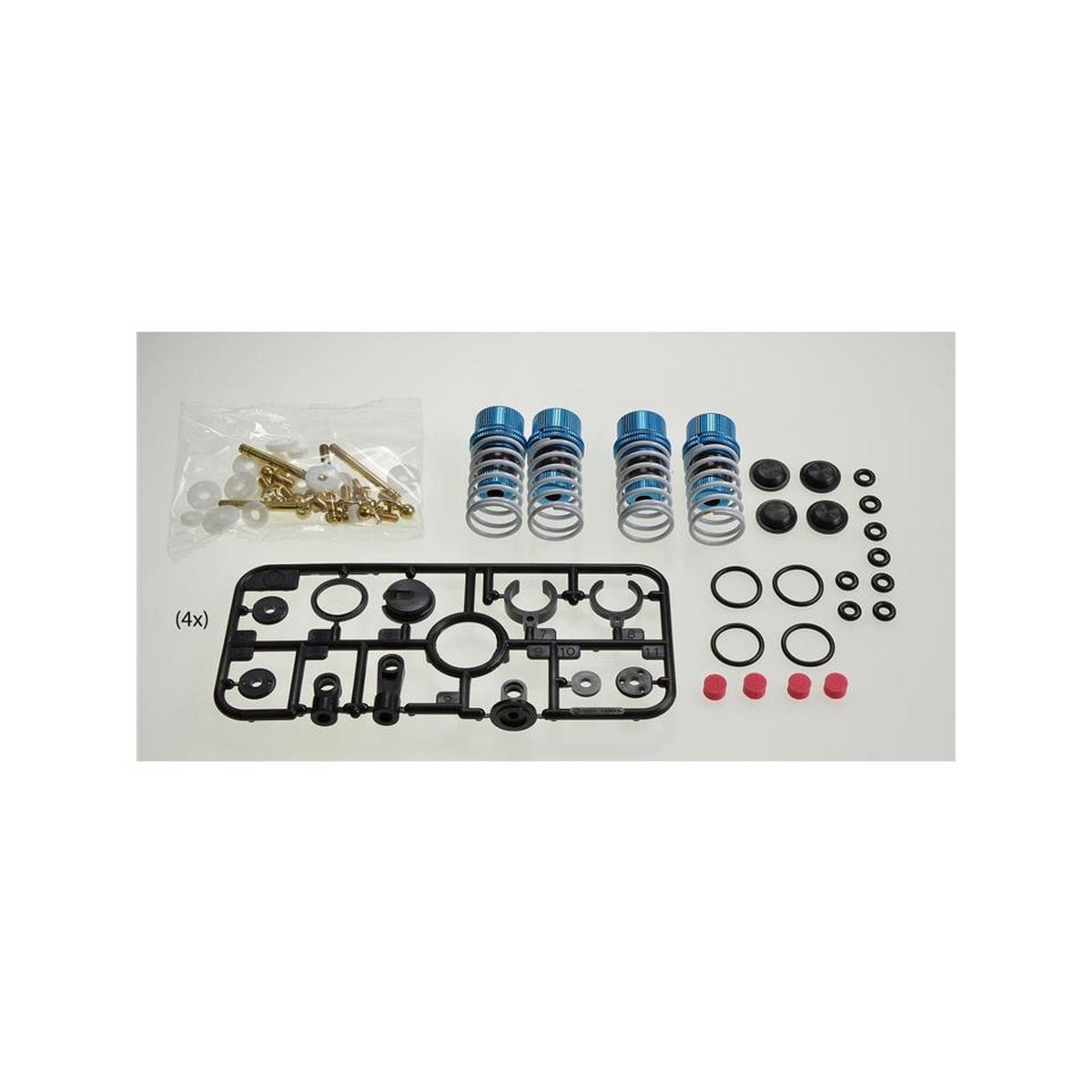 Tamiya 300042102 TRF Alu Dämpfer-Set (4) blau