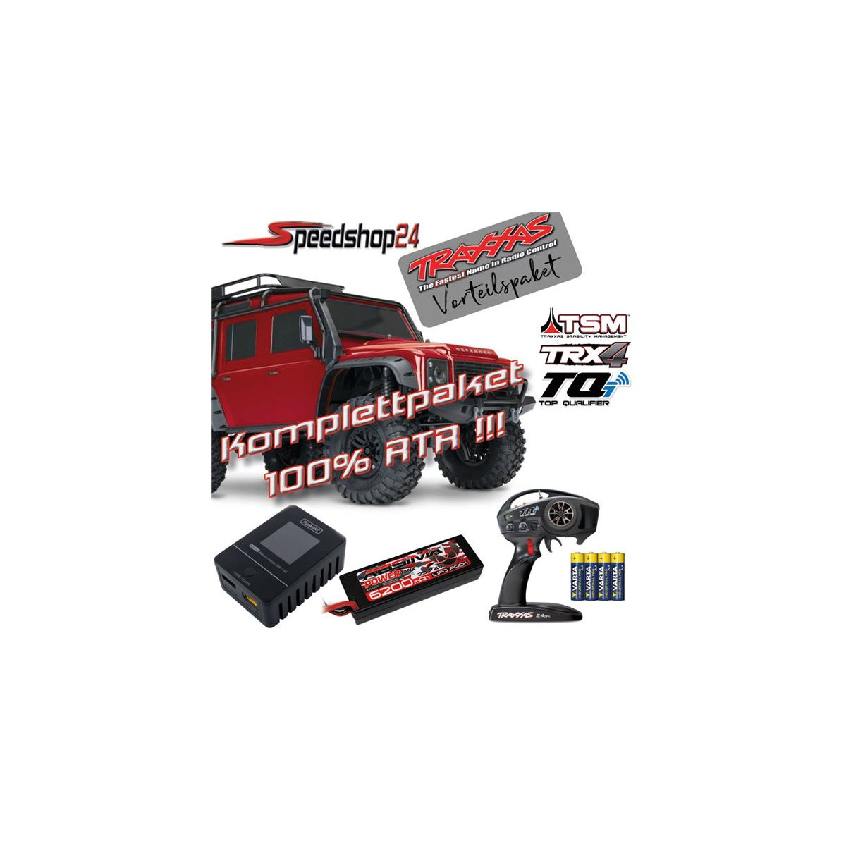 Traxxas TRX-4 LR Defender 4x4 rot RTR ohne Akku/Lader 82056