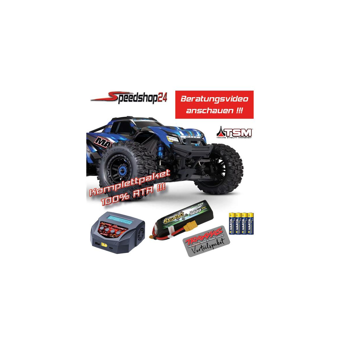 Traxxas MAXX Wide 1:10 RTR TSM SR  VXL 4S Regler Blau...