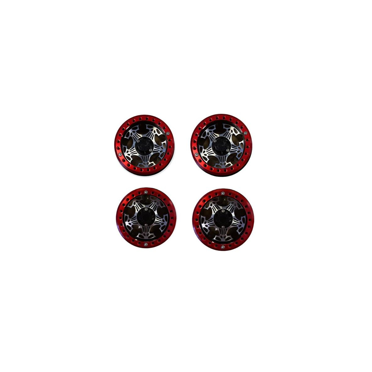 2.2" Aluminum Skull Beadlock Crawler Felgen 4pcs red