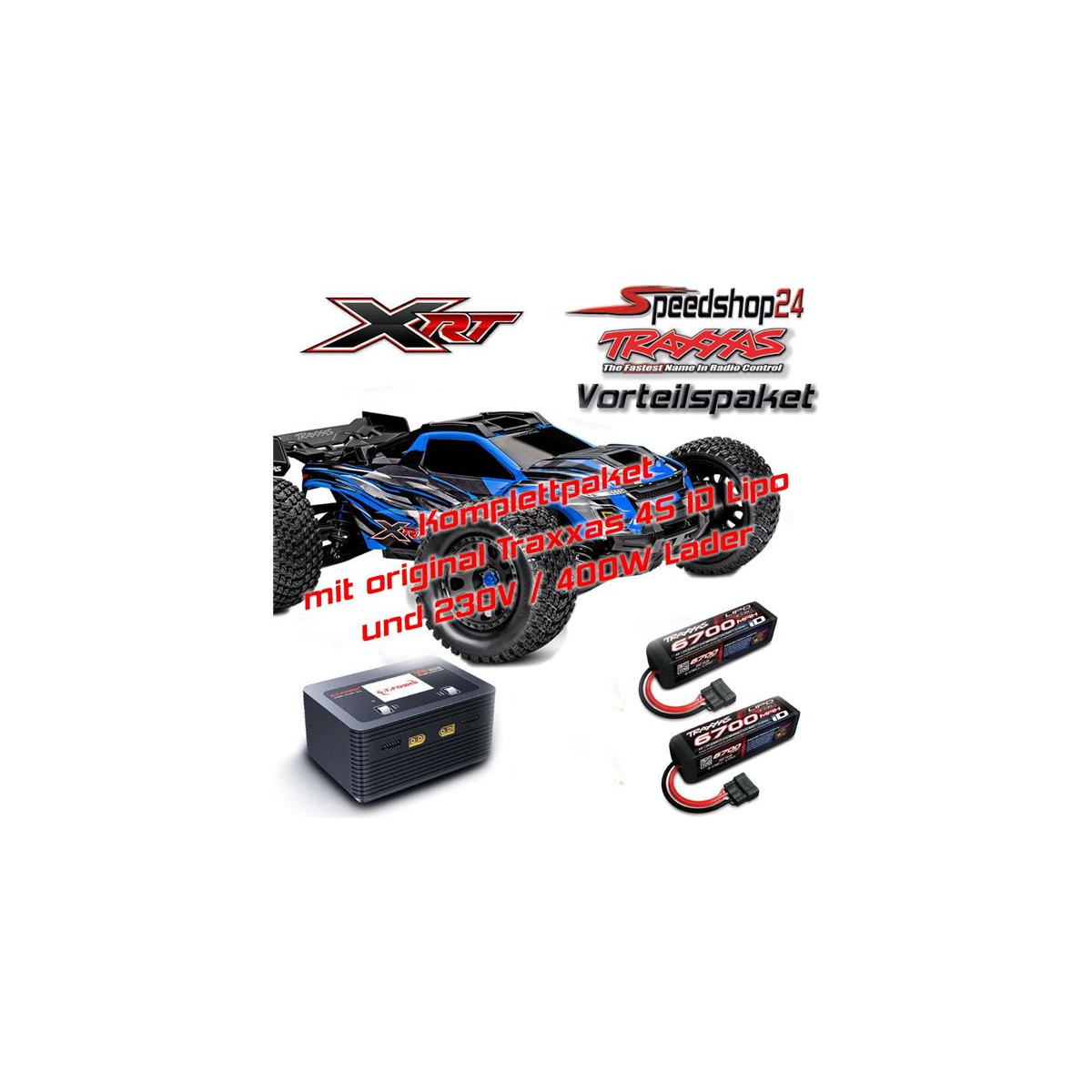 Traxxas XRT 4x4 VXL 8s blau RTR + 2x 4S 6700mAh ID...