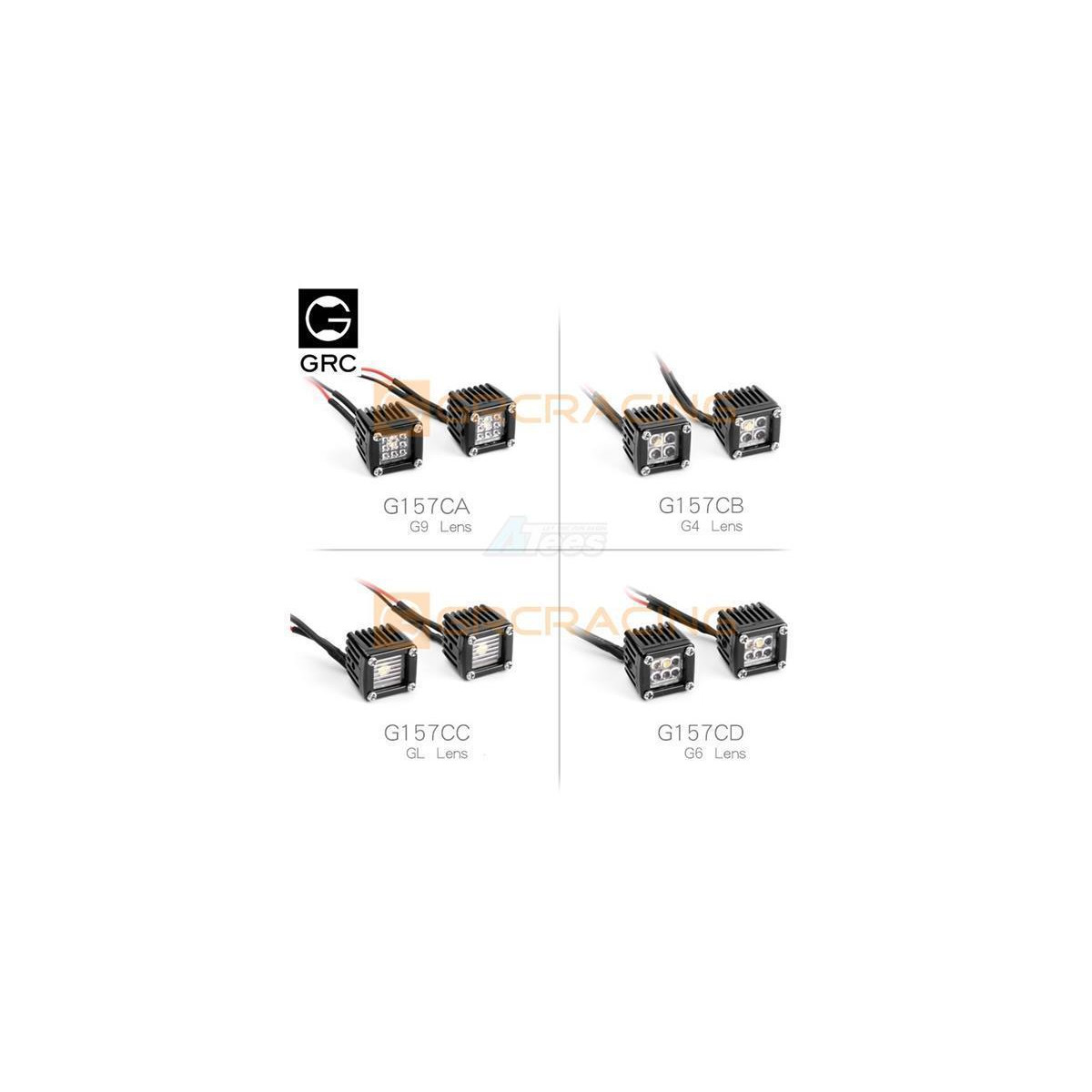 GRC 1/10 Square G9 Lens Spotlights (2) for Axial SCX10...