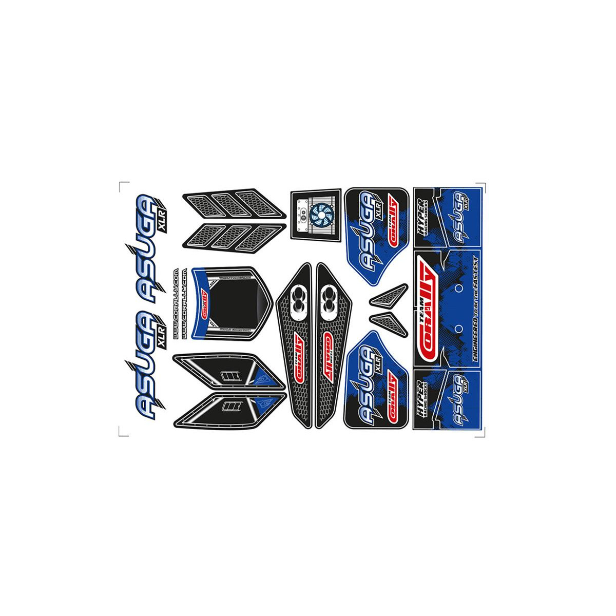 Team Corally - Body Decal Sheet - Asuga Asuga XLR - Blau...