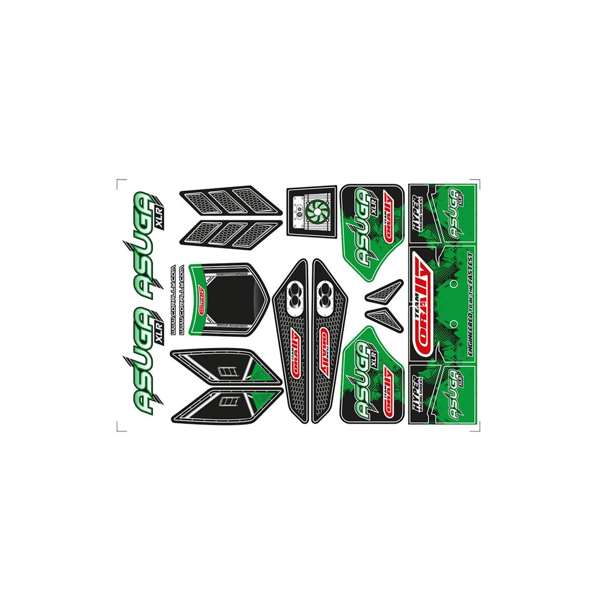 Team Corally - Body Decal Sheet - Asuga Asuga XLR - Green...