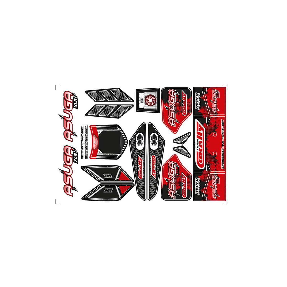 Team Corally - Body Decal Sheet - Asuga Asuga XLR - Rot -...