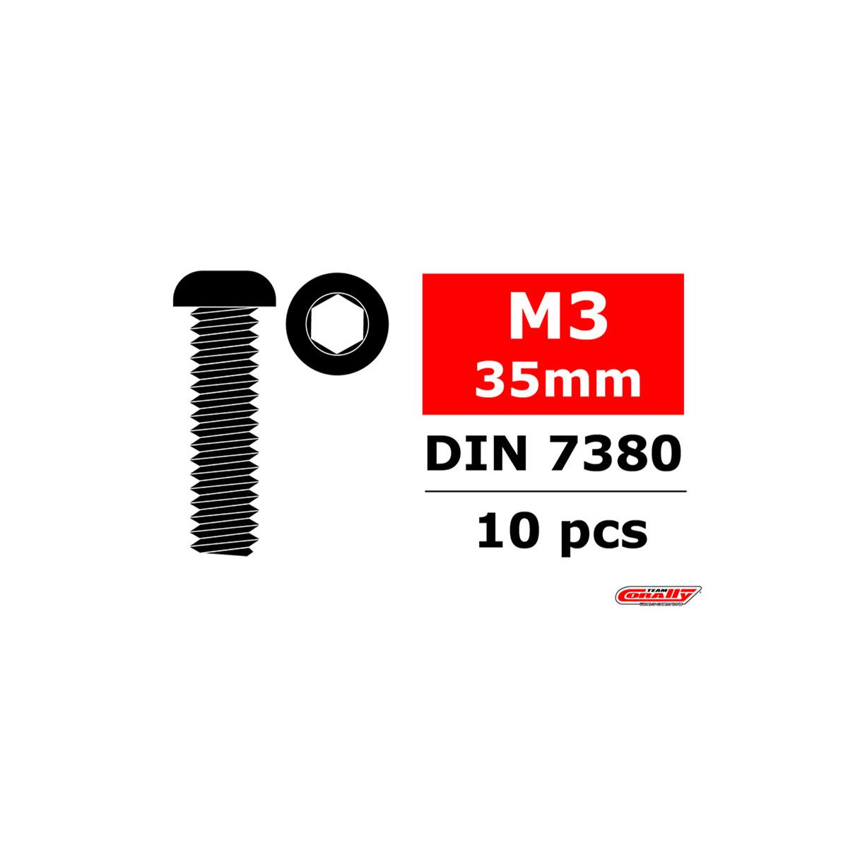 Team Corally - Hex Button Head Screw - M3x35 - Stahl - 10...