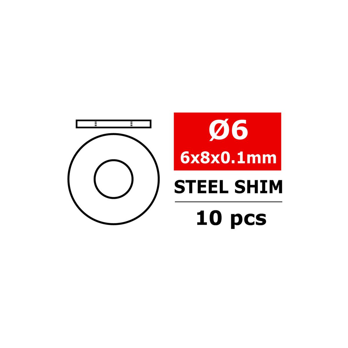 Team Corally - Stahlmetrik Shim - 6x8x0,1mm - 10 Stcs...