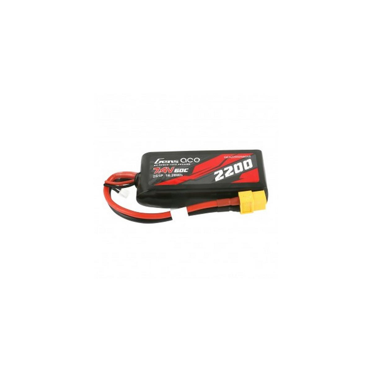 Gens ace 2200mAh 7.4V 60C 2S1P Lipo Battery with XT60 Plug