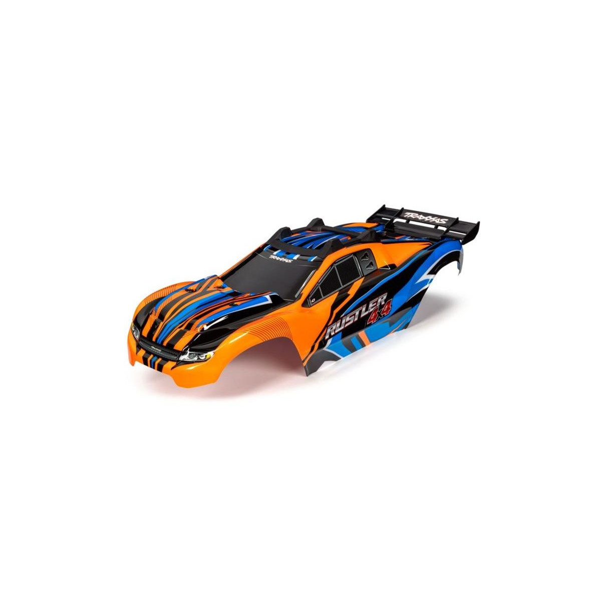 Traxxas Karosserie Rustler 4x4 orange/blau mit Aufkleber...