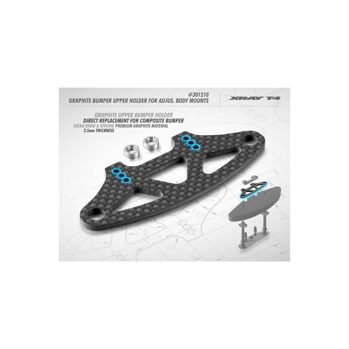 Xray Kohlefaser Rammerhalterung oben 2.5mm XRA-301210