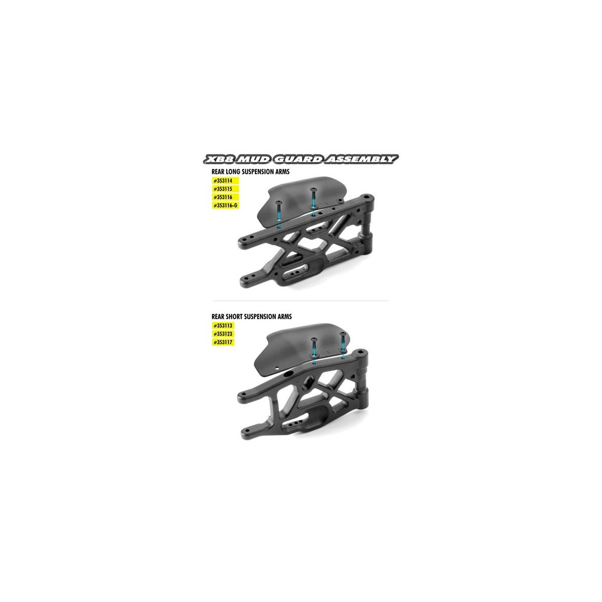 Xray XB8 18 Schlammschutz hinten (L+R) Mud Protector...