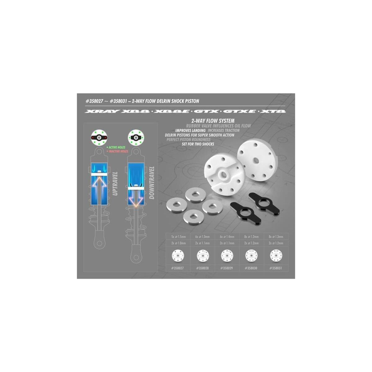 Xray 2-Way Dämpferkolbenplatten 6Loch (1.3mm) &...