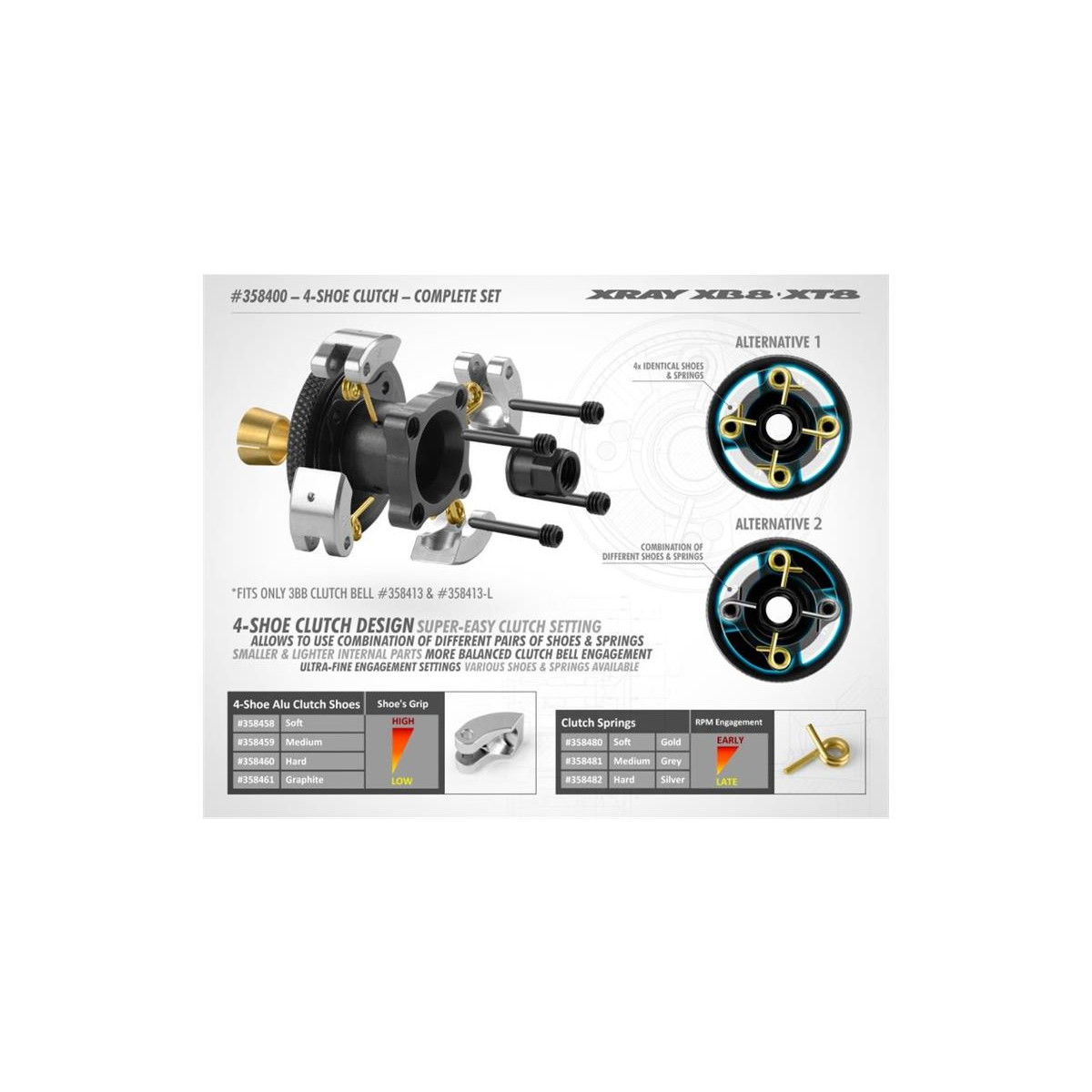 Xray 4-Backen Kupplung Komplett Set XRA-358400