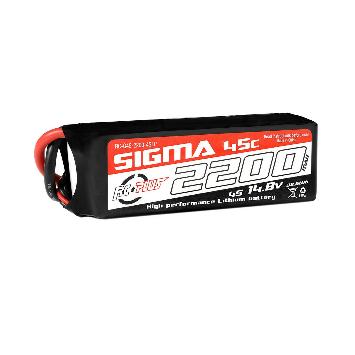 RC Plus G45 LiPo Akkupack Sigma 45c 2200mAh 14.8V XT60