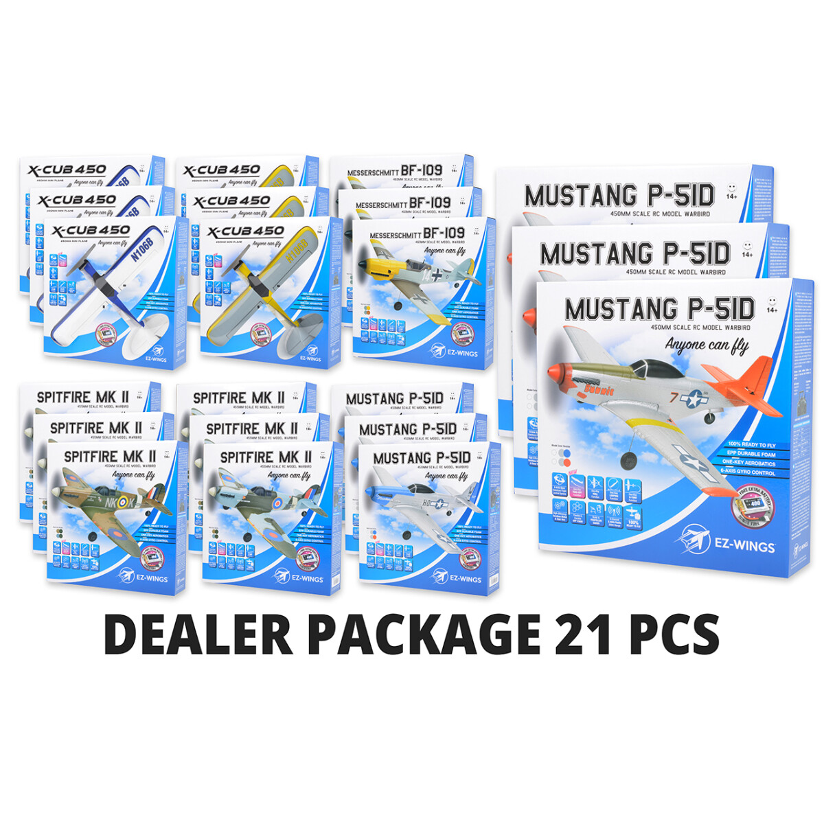 EZ Wings Dealer pack 21 pcs ( 3 pcs each model and colour...