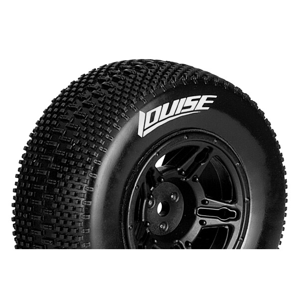 Louise RC - SC-HUMMER - 1-10 Short Course Tire Set - Mounted - Soft - Black Wheels - Hex 12mm - SLASH 2WD - Front - L-T3224SBTF Louise RC - SC-HUMMER - 1-10 Short Course Tire Set - Mounted - Soft - Black Wheels - Hex 12mm - SLASH 2WD - Front - L-T3224SBTF