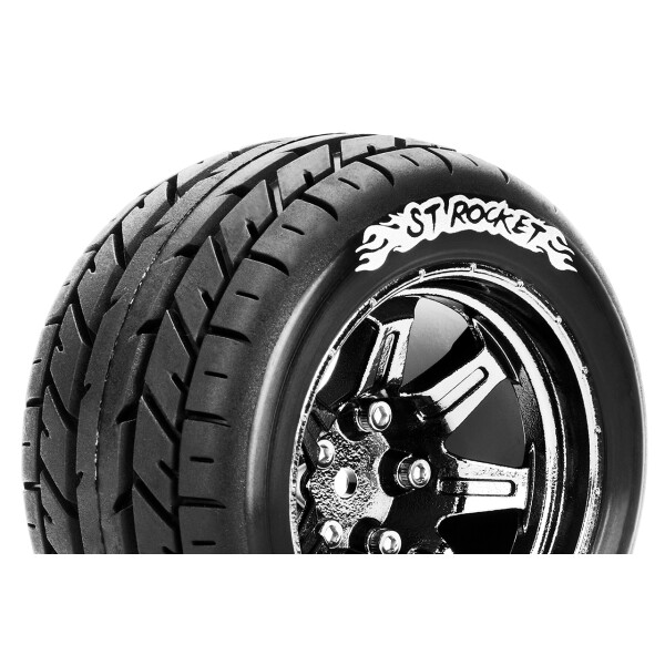 Louise RC - ST-PIONEER - 1-10 Stadium Truck Tire Set - Mounted - Soft - Chrome 2.8 Wheels - 0-Offset - Hex 12mm Louise RC - ST-PIONEER - 1-10 Stadium Truck Tire Set - Mounted - Soft - Chrome 2.8 Wheels - 0-Offset - Hex 12mm
