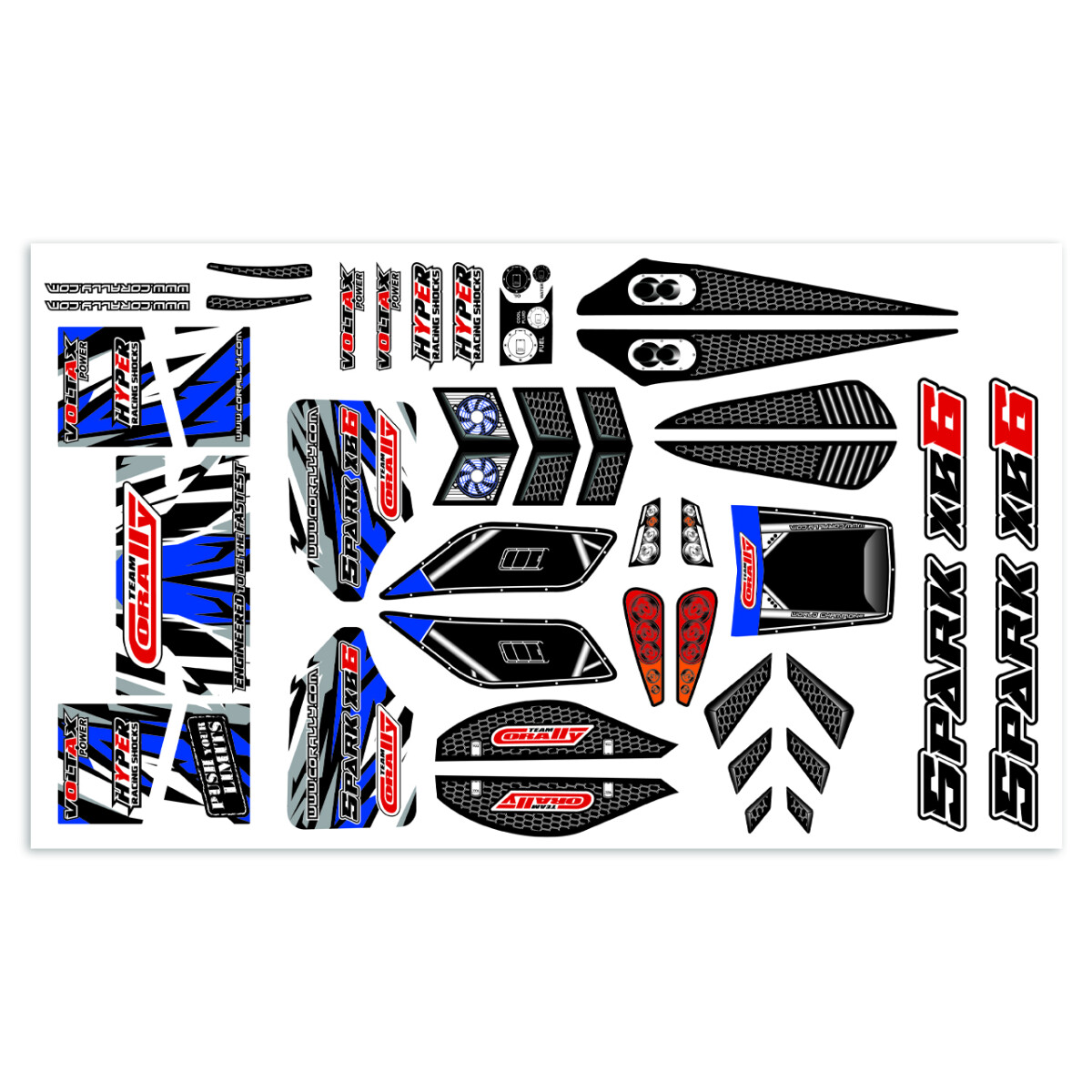 Team Corally - Body Decal Sheet - Spark XB6 - Blue - 1 pc...