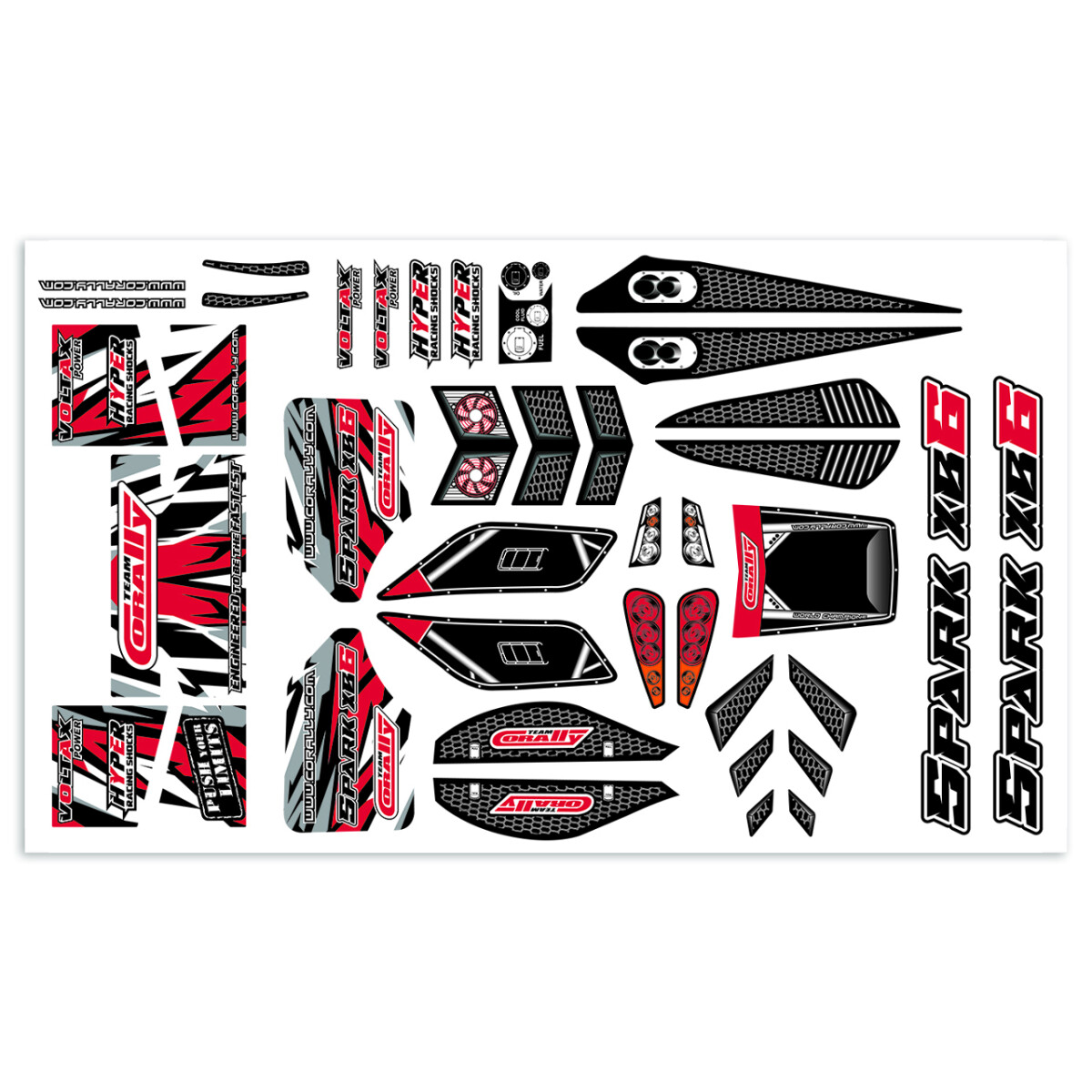 Team Corally - Body Decal Sheet - Spark XB6 - Red - 1 pc...