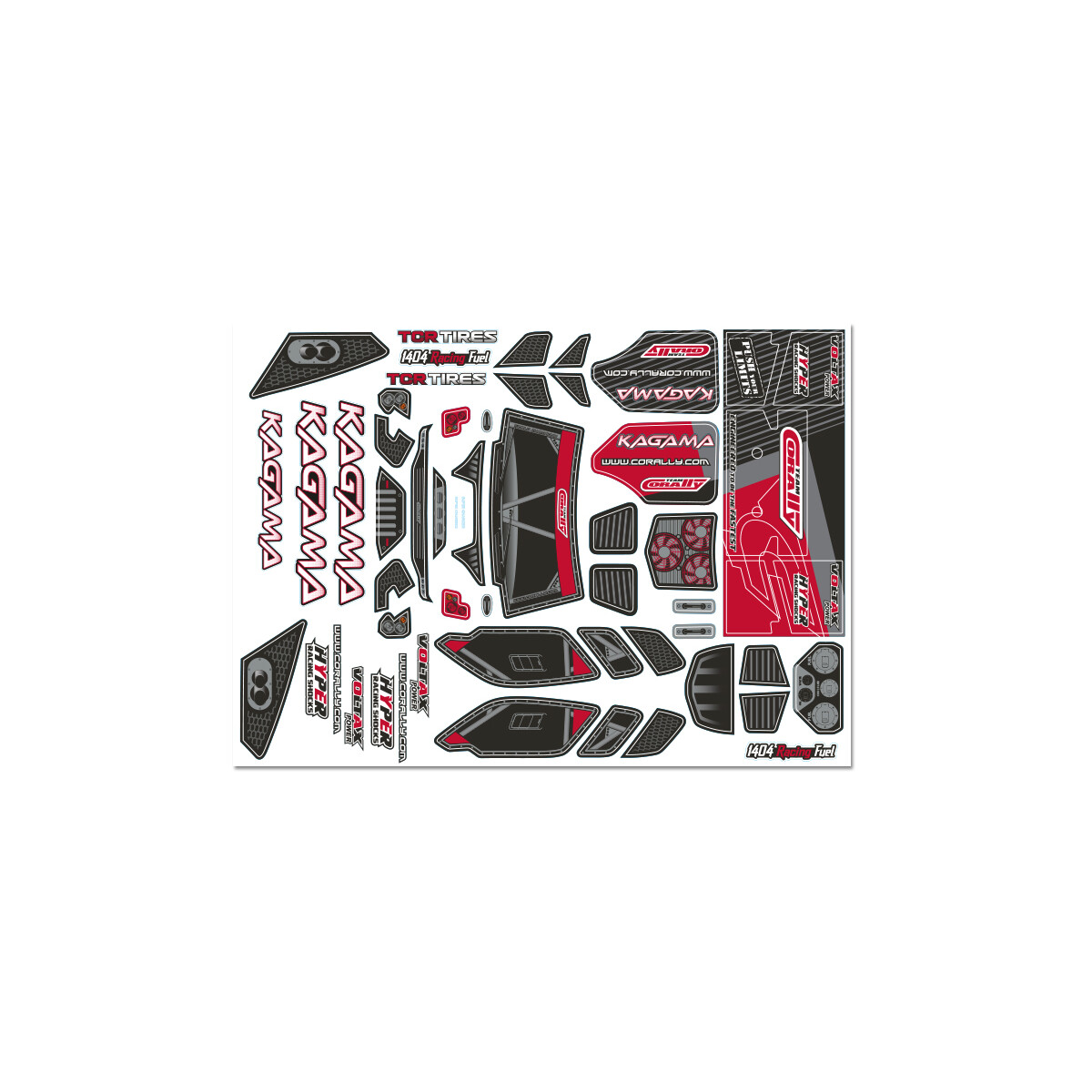 Team Corally - Body Decal Sheet - Kagama - Red - 1 pc...