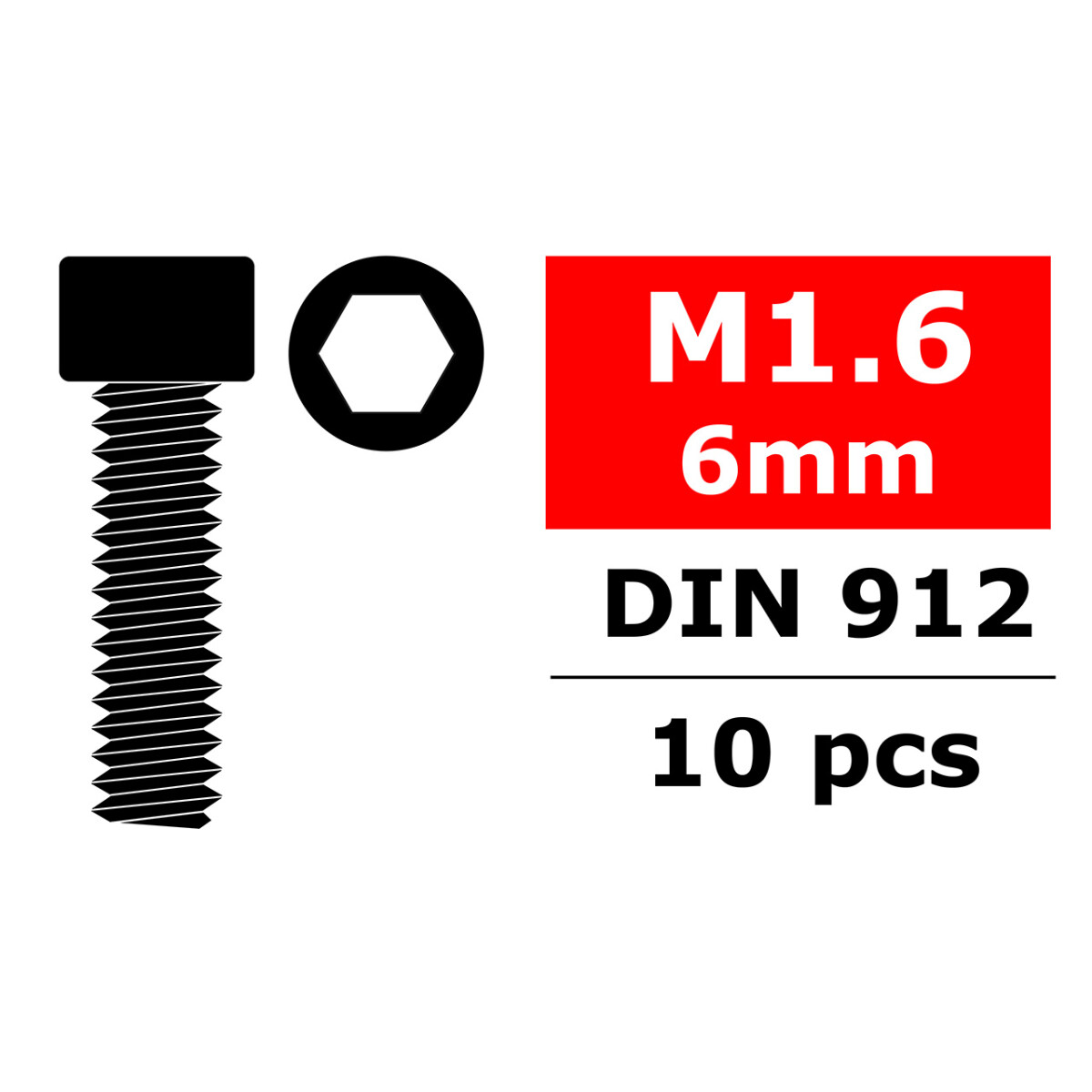 Team Corally - Steel Screws M1,6 x 6mm - Hex Socket Head...