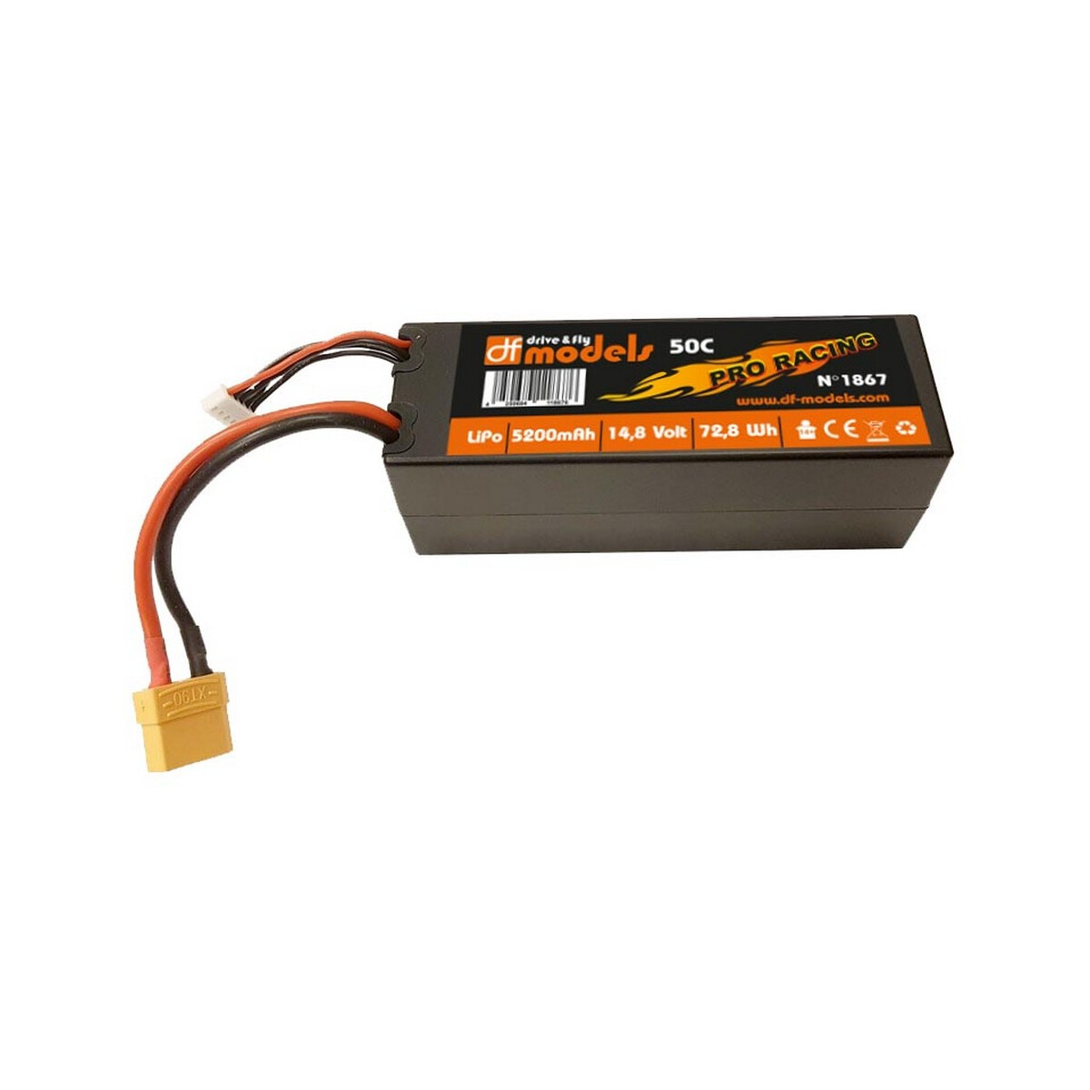 DF-Models Lipo Akku 4S - 14,8 Volt - 5200mAh, 50C XT-90 1867