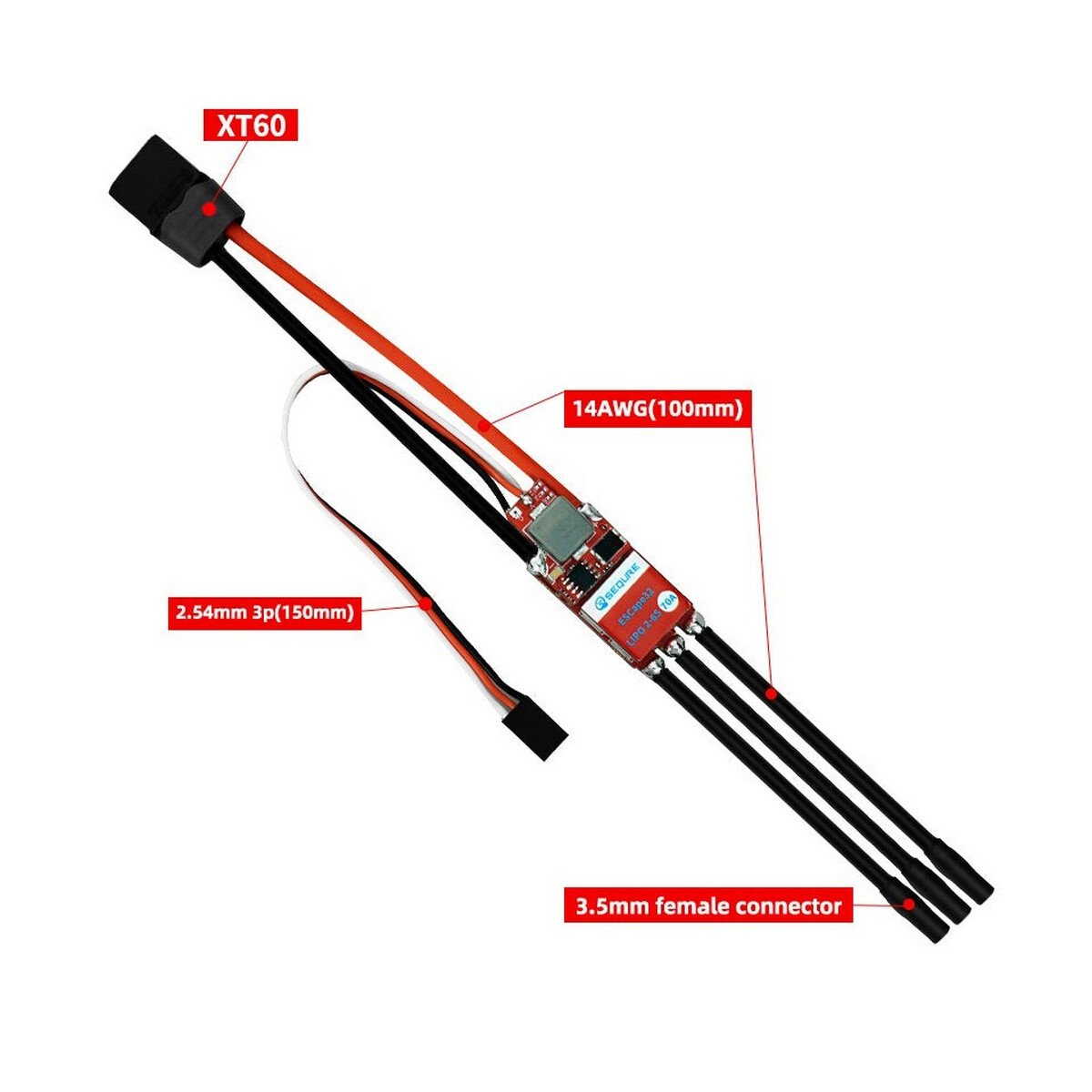 Sequre SQESC 2670 BL 2-6s ESC mit BEC 70A Firmware...