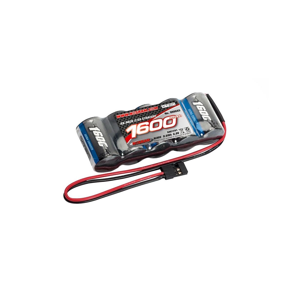 Nosram XTEC RX-pack Straight 2/3A NiMH - JR - 6.0V -...