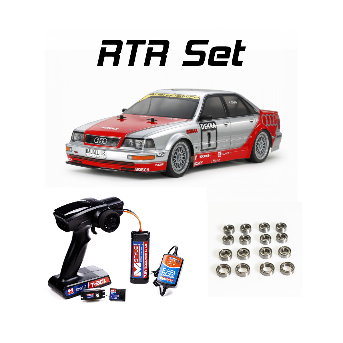 Tamiya 58699 1:10 RC Audi V8 1992 TT-02 100% RTR