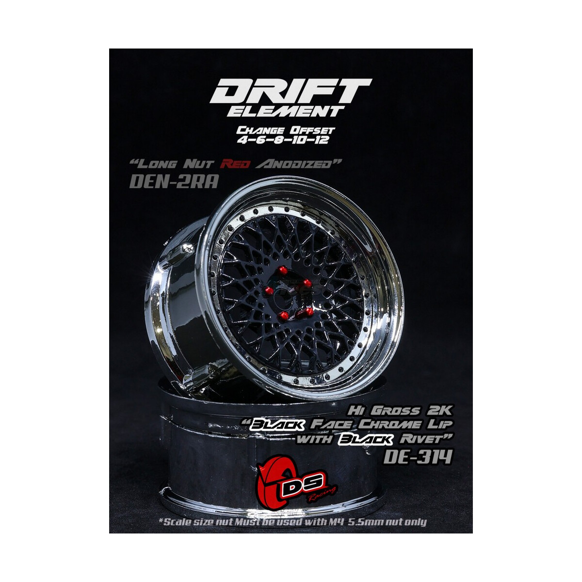 DS Racing Drift Element Wheel - Adj. Offset (2) / Hi...