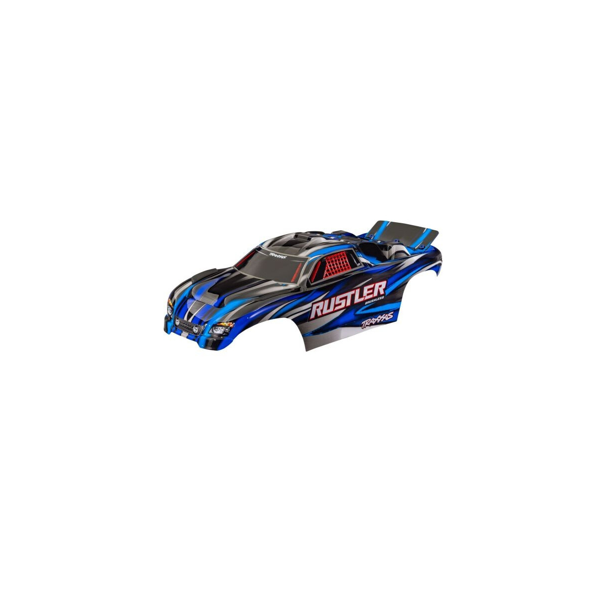 Traxxas Karosserie Rustler blau clipless mit Aufkleber...