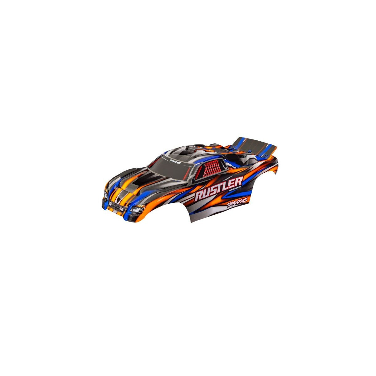 Traxxas Karosserie Rustler orange clipless mit Aufkleber...