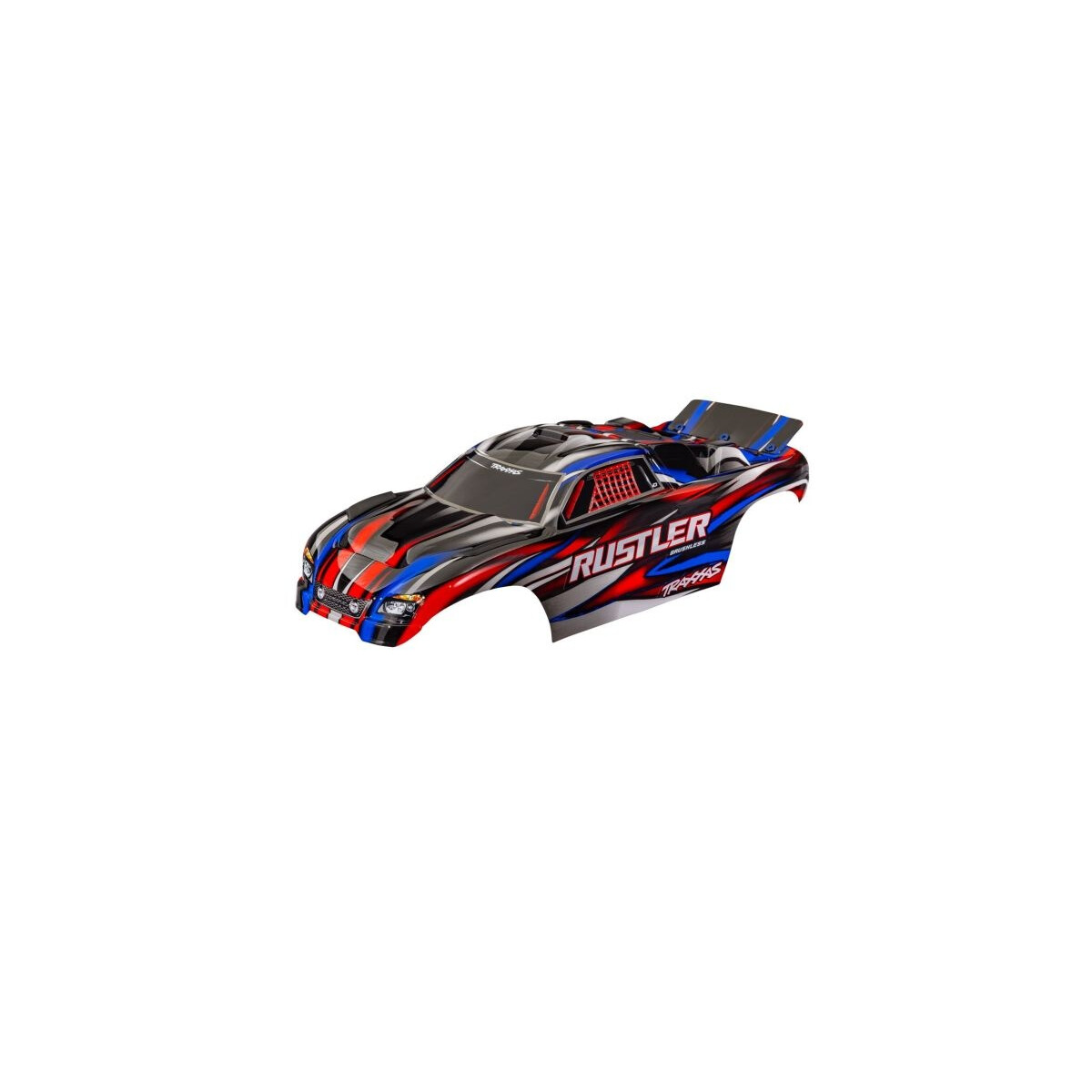 Traxxas Karosserie Rustler rot clipless mit Aufkleber...