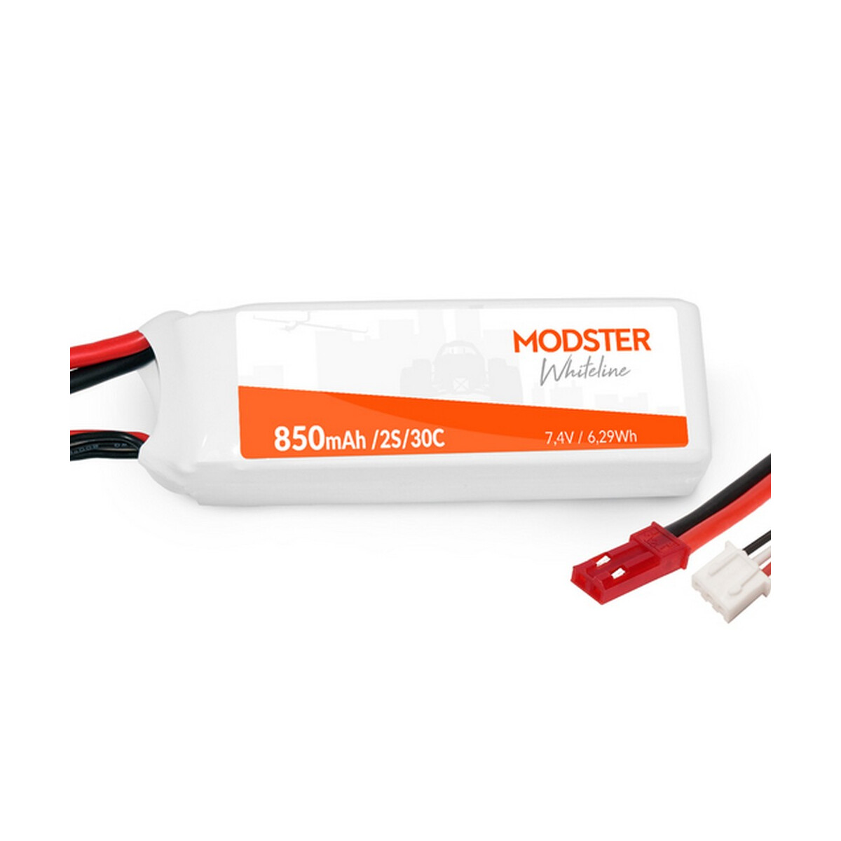 Modster LiPo Battery 2S 7,4V 850 mAh 30C (JST) WhiteLine...