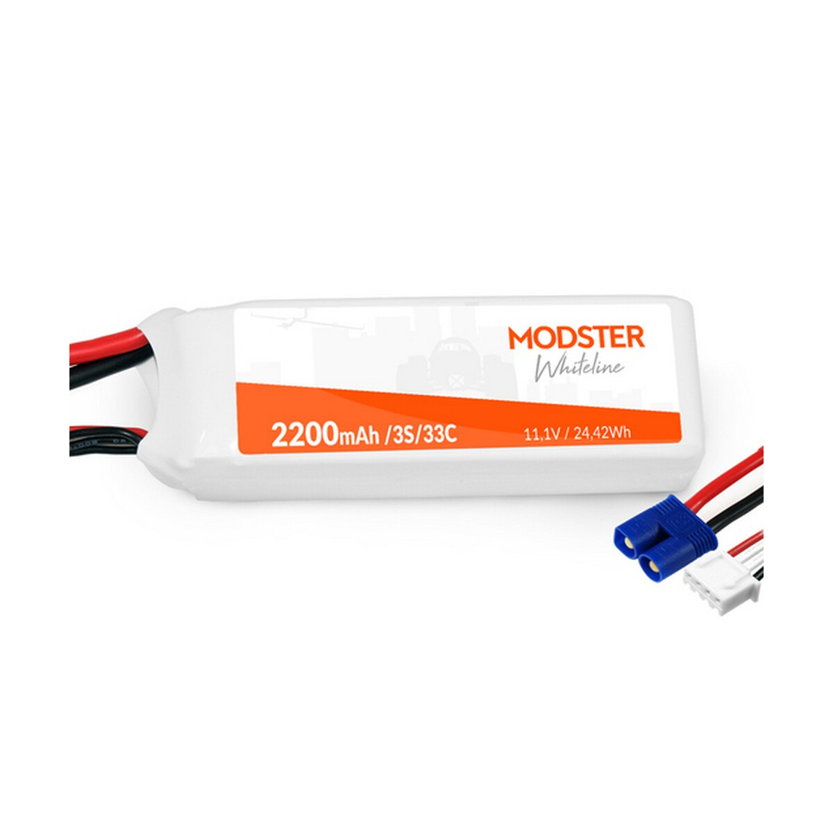 Modster LiPo Akku 3S 11,1V 2200 mAh 30C (EC3) WhiteLine...