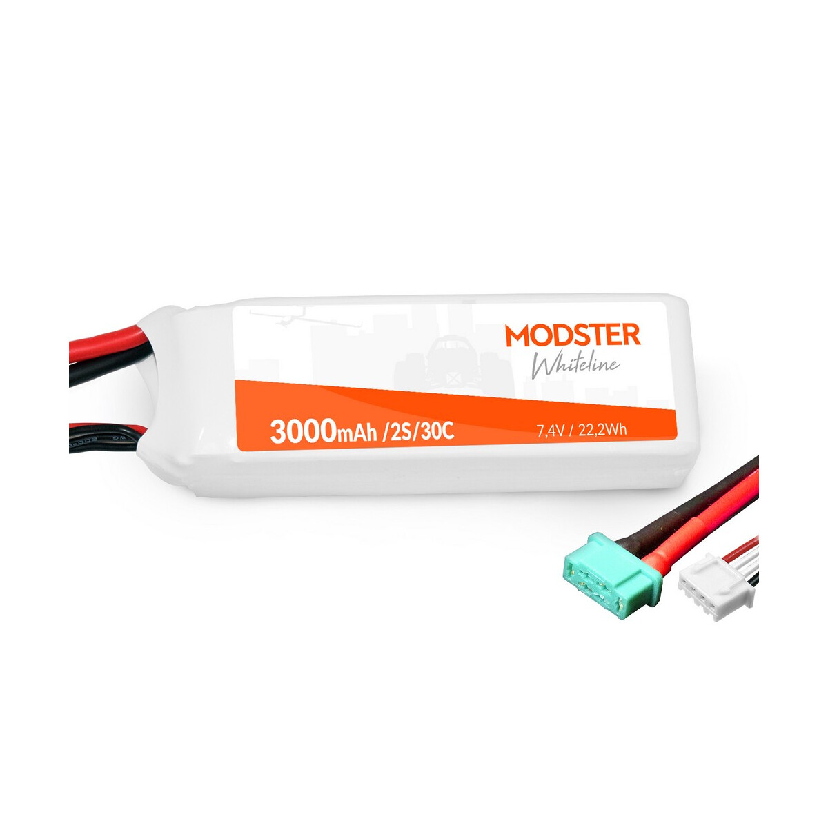 Modster LiPo Battery 2S 7,4V 3000 mAh 30C (MPX) WhiteLine...