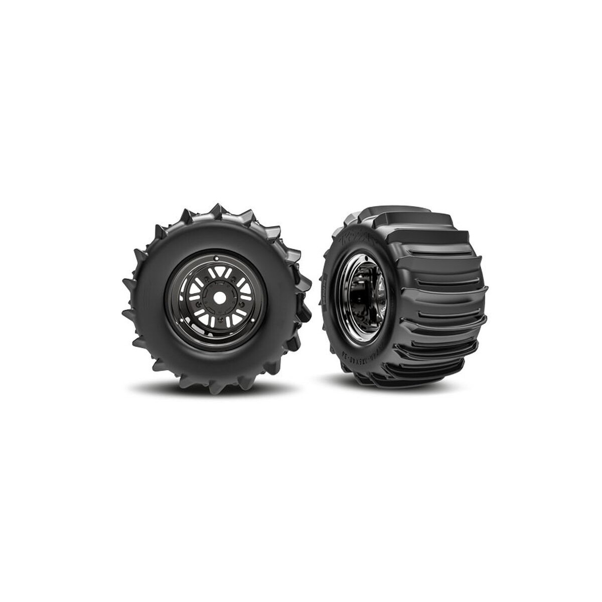 Traxxas Paddle-Reifen hi auf Felge schwarz/chrome...